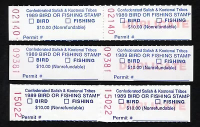 1989 Flathead Native American Tribe Indian Reservation Hunting & Fishing Stamps • $16.95