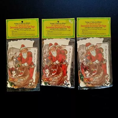 LOT 3 VTG Merrimack VICTORIAN DIE CUT CHRISTMAS GIFT TAGS ORNAMENTS 36 Total • $14.75