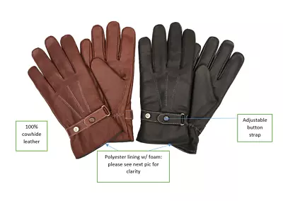 Men's 100% Genuin Leather Cowhide Driving Riding Winter Gloves Soft/Luxury • $15.99