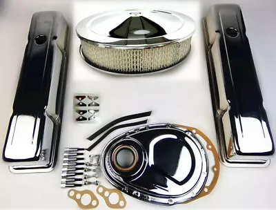 1958-79 SBC Chevy 350 Chrome Engine Dress Up Kit Tall Valve Covers Air Cleaner  • $131.75