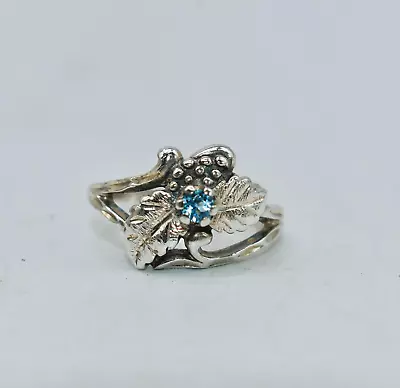 Wheeler Manufacturing Swiss Blue Topaz Sterling Silver Grapevine Ring Size 6-1/2 • $58