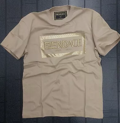 FENDACE Fendi X Versace Logo  Men T-shirt  Beige Color   Size M Pre-owned • $104.90