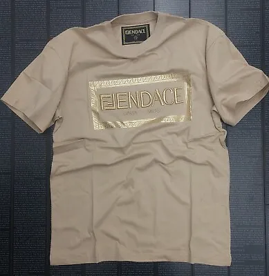 FENDACE Fendi X Versace Logo  Men T-shirt  Beige Color   Size S Pre-owned • $89.90