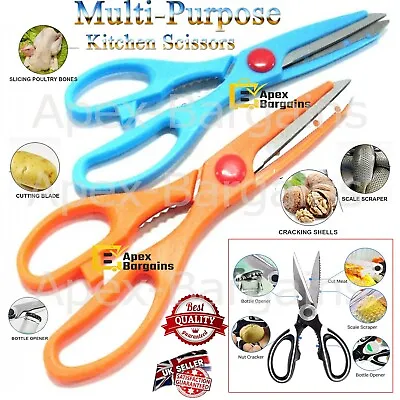 Multi Purpose Stainless Steel Kitchen Scissors Set Heavy Duty Household Shears • £2.99