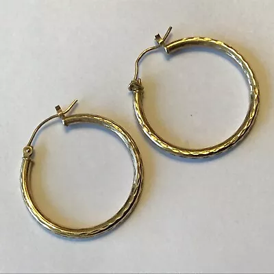 Vintage 14k Yellow Gold Hoop Earrings Z2 • $95