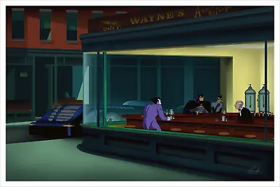 Batman Joker Nighthawks Night Diner Giclee Art Print Poster 24x16 Mondo • $89.99