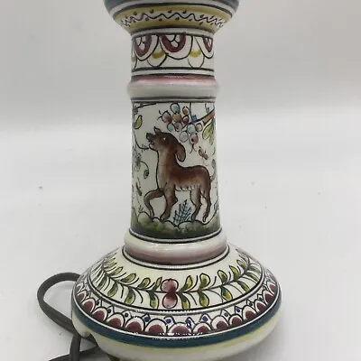 Vintage Hand Painted Lamp Portugal Nature Cottage Gorgeous! • $80