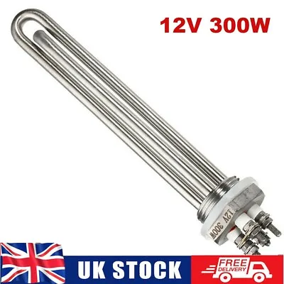 12V 300W Stainless Steel Immersion Water Heater Electric Tube Heating Element UK • £23.65