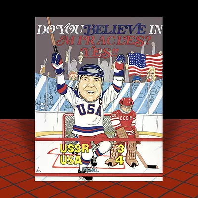 1980 U.S.A. Hockey Team Mike Eruzione MIRACLE ON ICE ART Artist Signed U.S. • $14.99