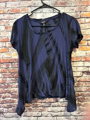 Simply Vera Vera Wang Black Blue Semi Sheer Blouse Blouse Shirt Women’s Medium  • $15.33