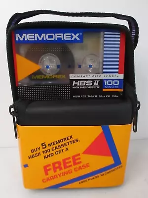4 FACTORY SEALED MEMOREX 100 Minute HBS II High Bias Cassette W/ Carrying Case • $14.99