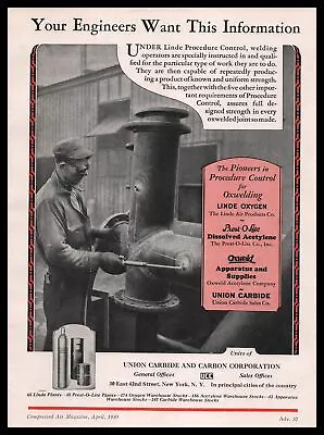 1930 Union Carbide & Carbon Corp. Photo Welder Wearing Goggles Vintage Print Ad • $21.63