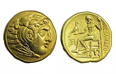 24K Gold Plate Coin Alexander The Great Drachm Repro Coins Zeus Herakles • $19.99