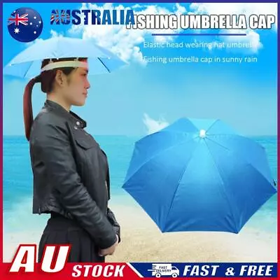 Fishing Umbrella Hat Foldable Outdoor Sun Shade Waterproof Cap (Skyblue) * • $7.95