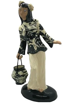Hedi Schoop Ceramic Asian Girl With Basket Made In USA Artist Signed • $99.99