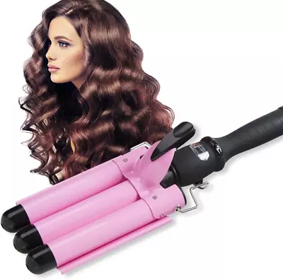 3 Barrel Curling Iron Wand With LCD Temperature Display - 1 Inch Professional Sa • $30.22