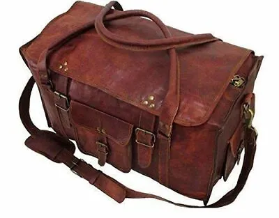 Leather Bag Travel Weekend Gym Luggage Duffel Overnight Vintage Duffle Genuine • £51.60