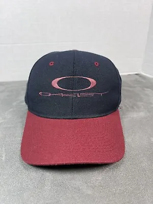 Vintage OAKLEY Black Red Snapback Green Underbill Hat Cap 1990s Sam Jung • $32.50