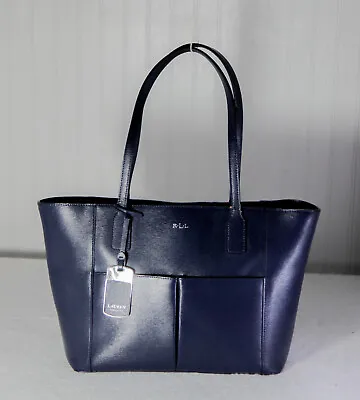 $330 Lauren Ralph Lauren Women's Dark Blue Hand Bag Purse Faux Leather R.L.L • $75