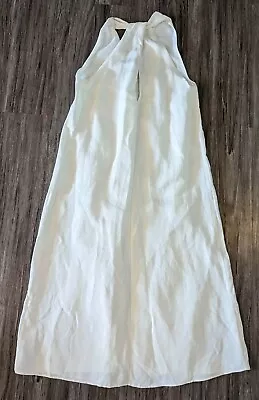 Massimo Dutti Halter Crossover White Linen Maxi Dress Size Small NWT • $99.99