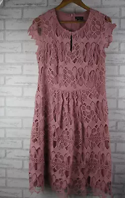 City Chic Womens A-line Dress Pink Lace XS 14 Short Sleeve Round Neck • $39