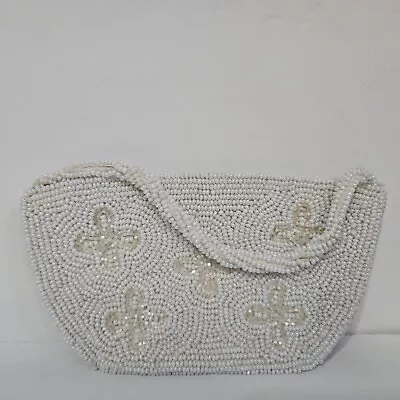 Bag By Debbie John Wind Imports Vintage White Beaded Mini Purse Made In Japan • $24