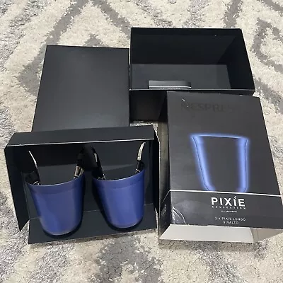 Nespresso 2 X Pixie Lungo Vivalto Coffee Expresso Cups Blue Metal Like New • $50