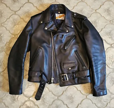 Schott Perfecto 118 Black Leather Motorcycle Jacket Size 38 NWoT Punk Biker  • $550