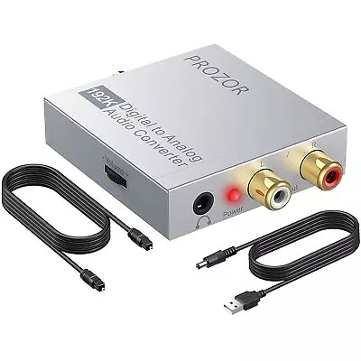 PROZOR Digital To Analog Audio Converter Coaxial SPDIF Toslink To L/R RCA 3.5mm • $17.49