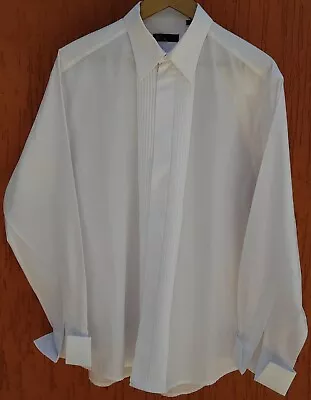 BRITISH HOME STORES - BHS GENTS WHITE PLEATED EVENINGWEAR SHIRT Size 16 • £15