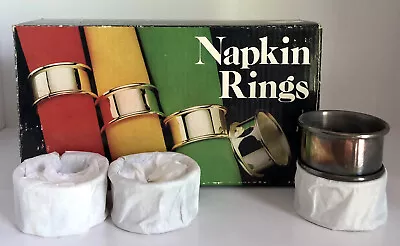 Vintage 4 Silverplated 2” Napkin Rings Leonard Silver MFG 1981 No. 308 Tarnished • $11.99