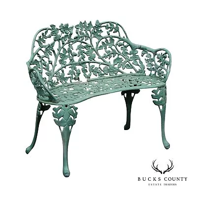 English Traditional Cast Iron Oak And Acorn Outdoor Garden Bench • $795