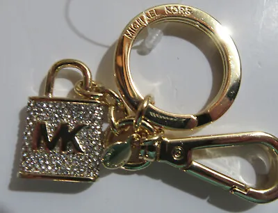 Michael Kors Pave Lock And Key Keychain Charm Key Ring Fob NWT • $44.99