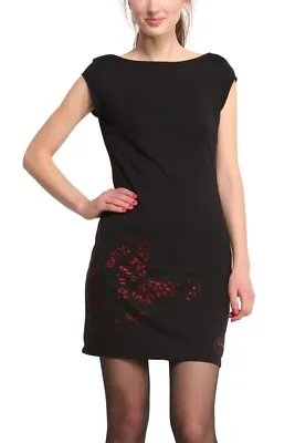 DESIGUAL Jersey Cutwork Bird Scoop-back Work Event Pencil Dress / XL / AU 10 12 • $34