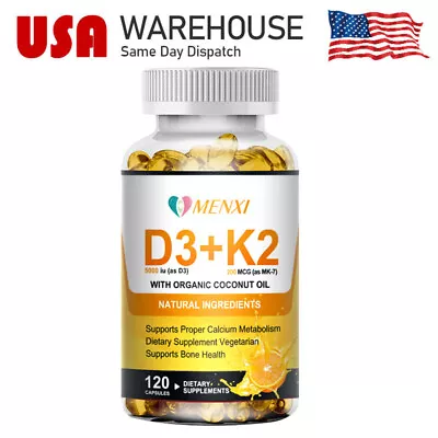 Vitamin D3 With K2 D3 5000IU And K2 200mcg 120 Vegetarian Capsules High Strength • $13.77