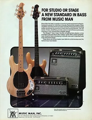 Vtg 80s MUSIC MAN STINGRAY CUTLASS AD PINUP Bass Guitar Amplifier 120B 112B • $7.99