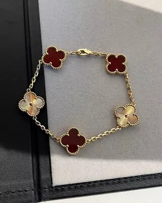 Van Cleef & Arpels Alhambra Bracelet Carnelian Guilloche 5motifs High Quality • $160