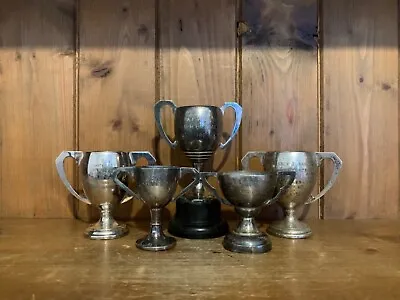 5 X Vintage ENGRAVED Silver Plate Trophies Trophy Trophies Loving Cup • $50.52