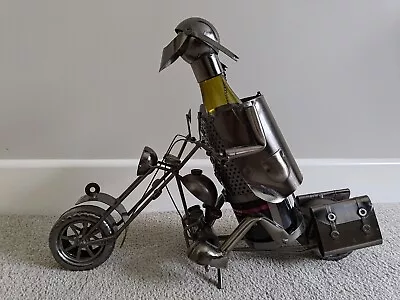 Vintage Metal Motorcycle Wine Bottle Holder • £15