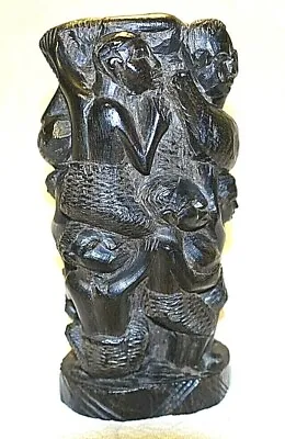 Hand Carved Africa Wood Figurine Statue Sculpture People Tree Of Life Makonde 7  • $59.99