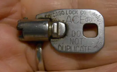 Vintage Chicago Lock Co USA ACE No # Vending Computer Lock Security Tubular Key • $19.99