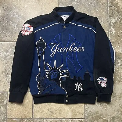 VINTAGE MLB New York Yankees Skyline Varisty Bomber Jacket Youth Medium Adult S • $134.72