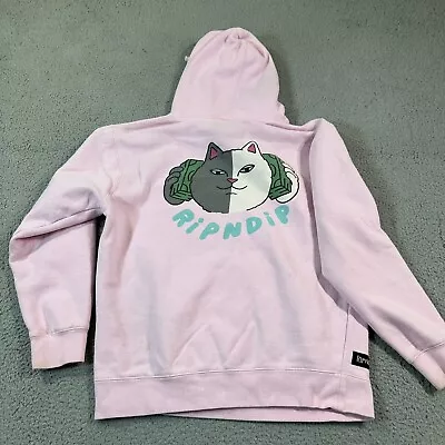 Ripndip Sweater Mens Medium Pink Hoodie Hooded Money Stacks Cat Casual Men • $25