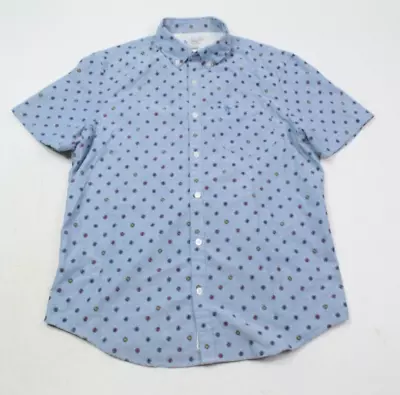 Original Penguin Oxford Shirt Mens L Blue Polka-Dot Short Sleeve Button-Down • $17.97