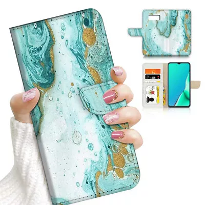 ( For Samsung S7 ) Wallet Flip Case Cover PB23603 Green Cloud Marble • $12.99