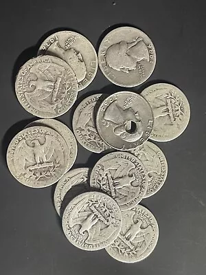 [Lot Of 13] - Early Washington Silver Quarters- 90% Silver- Mostly 1930’s • $2.25