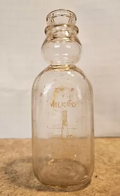 Tall SQ Pyro Quart Milk Bottle Cream Top Ship Bottom NJ New Jersey  Hy Vita LBI • $99