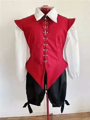 Renaissance Elizabethan Costume 3 Piece Doublet Shirt Black Breeches XL SALE • $99