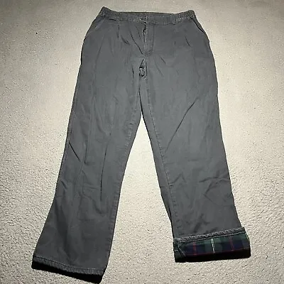 Vintage LL Bean Pathfinder Flannel Lined Pants Mens 36x32 Gray Outdoors USA Made • $34.99
