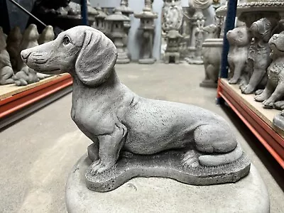 (NEW) Sausage Dog Garden Ornament Concrete Stone Sculpture Statue Ornament • £44.95